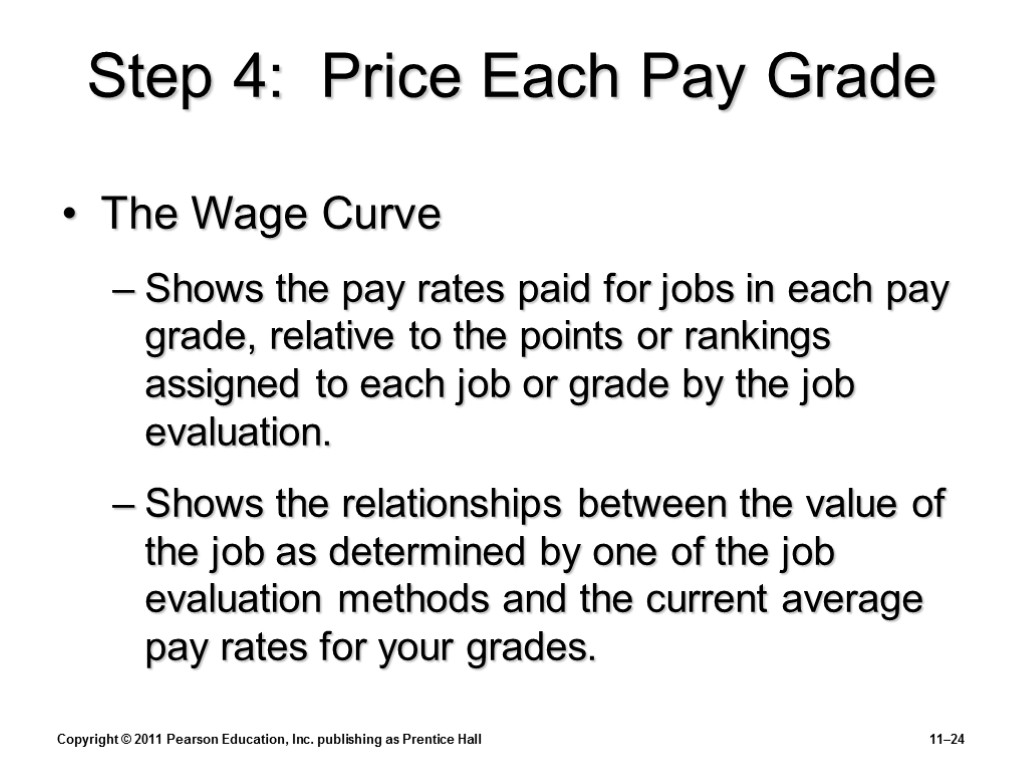 Copyright © 2011 Pearson Education, Inc. publishing as Prentice Hall 11–24 Step 4: Price